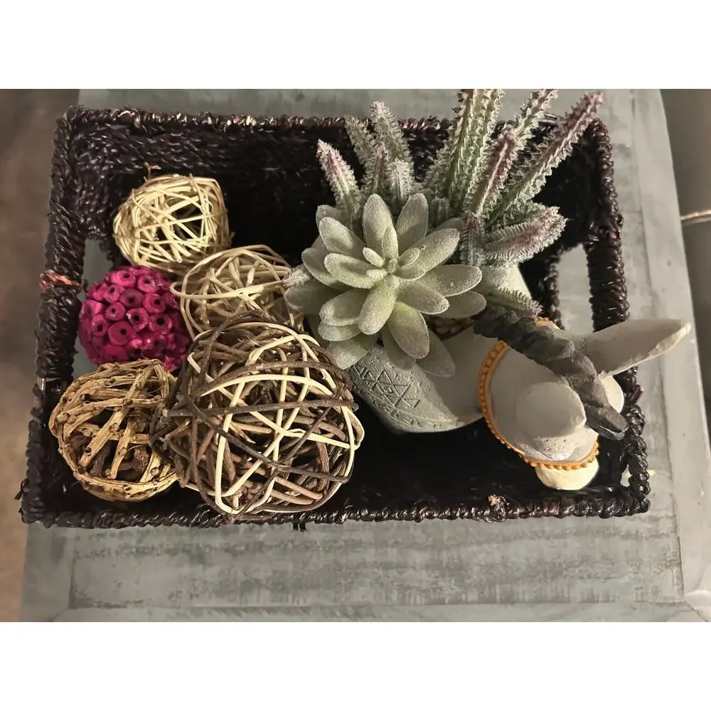Dark Brown Woven Storage Basket Rectangle Decorative Basket Farmhouse Decor